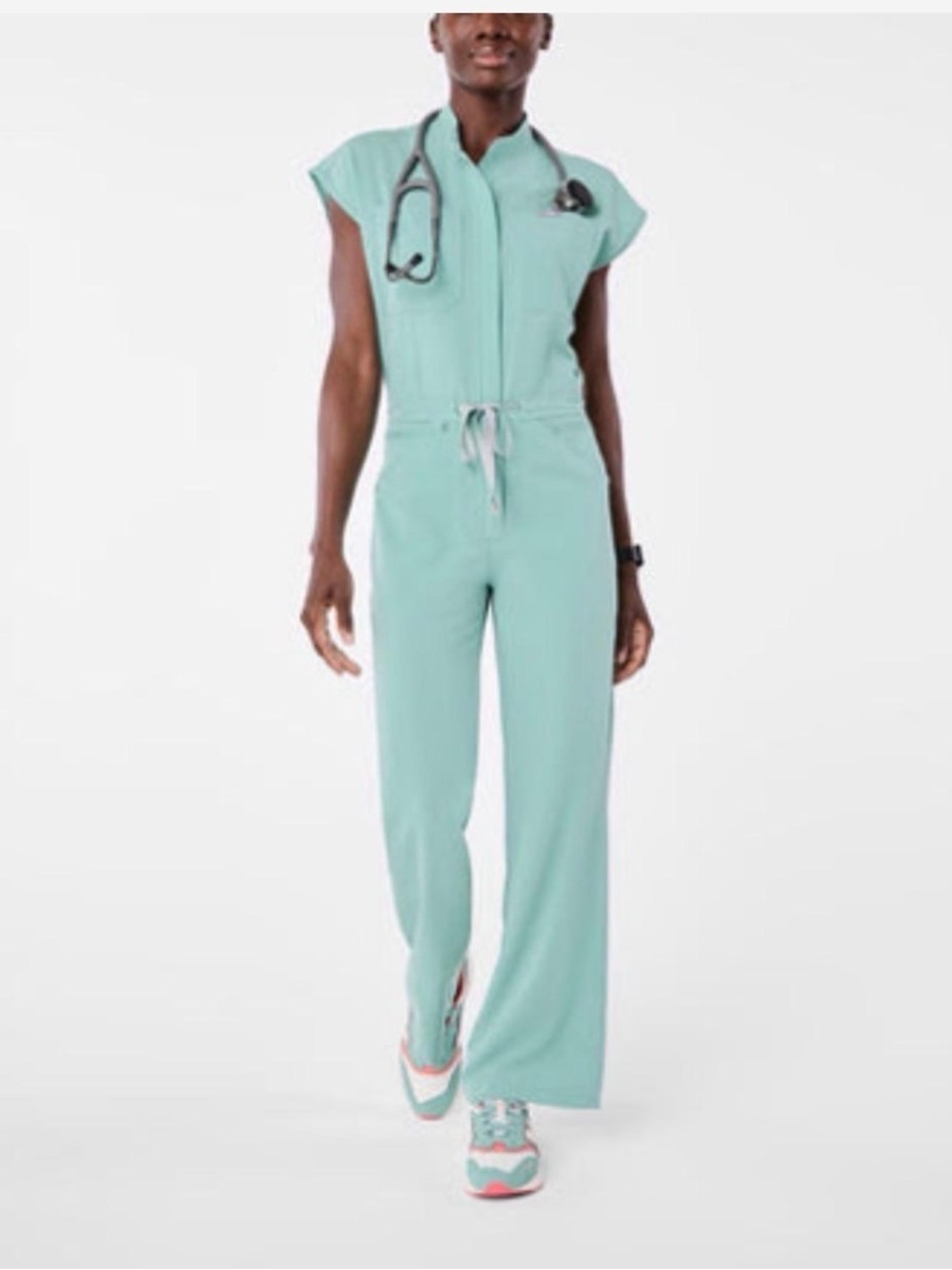 Figs sea glass cargo wide leg jumpsuit one piece scrub suit rare sold out smal